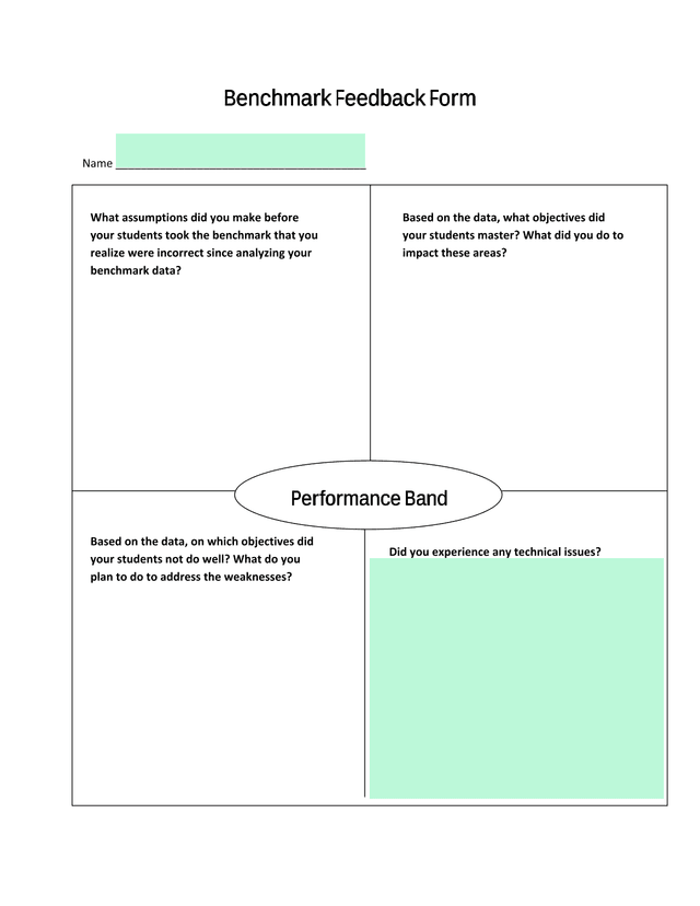 Benchmark Feedback Form screenshot
