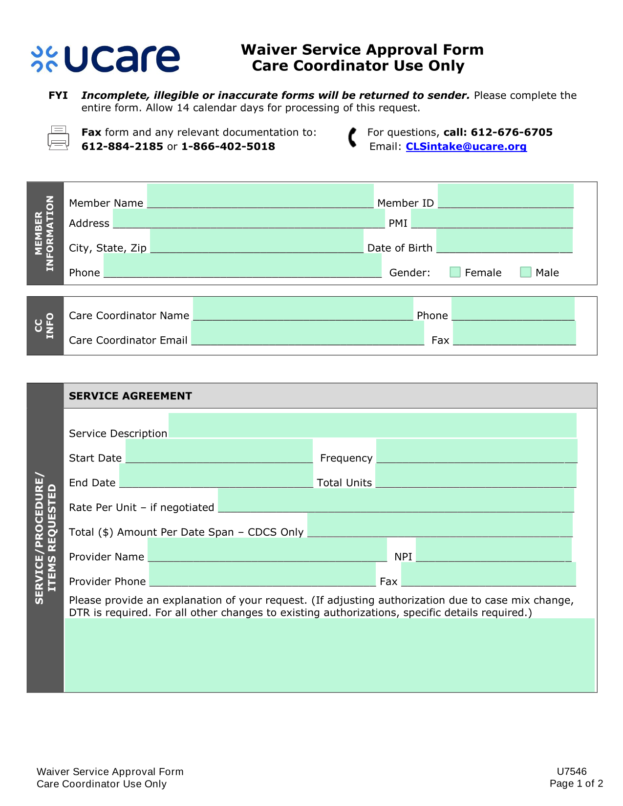 Waiver Service Approval Form screenshot