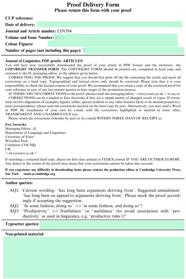 Proof Delivery Form screenshot