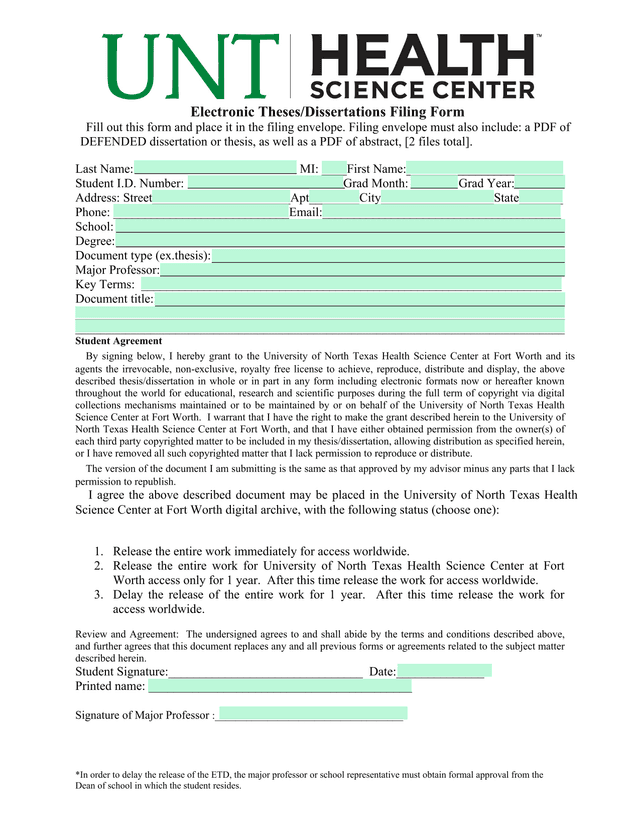 Electronic ThesesDissertations Filing Form screenshot