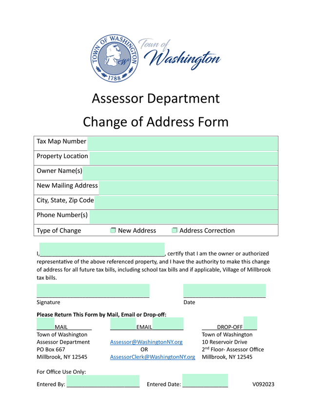 Change Of Address Form screenshot