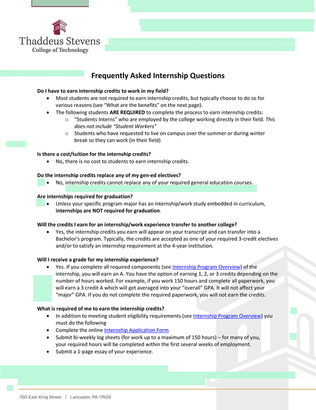 Frequently Asked Internship Questions screenshot