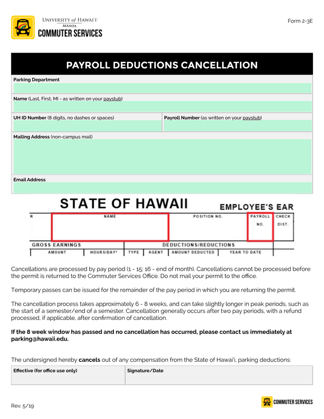 Form 2 3E Payroll Deductions Cancellation screenshot