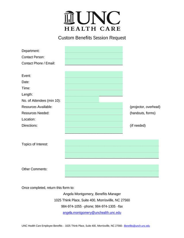 Custom Benefits Session Request screenshot