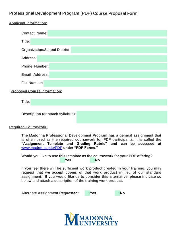 Professional Development Program (PDP) Course Proposal Form screenshot
