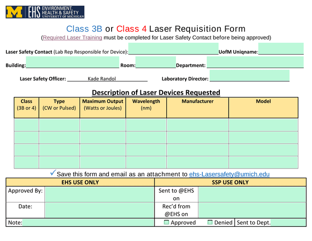 Class 3B Or Class 4 Laser Requisition Form screenshot
