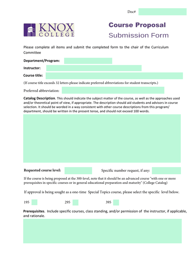 Course Proposal Submission Form screenshot