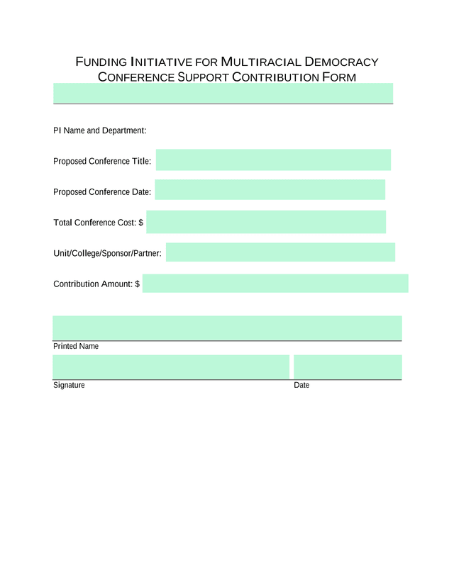 FUNDING INITIATIVE FOR MULTIRACIAL DEMOCRACY CONFERENCE SUPPORT CONTRIBUTION FORM screenshot