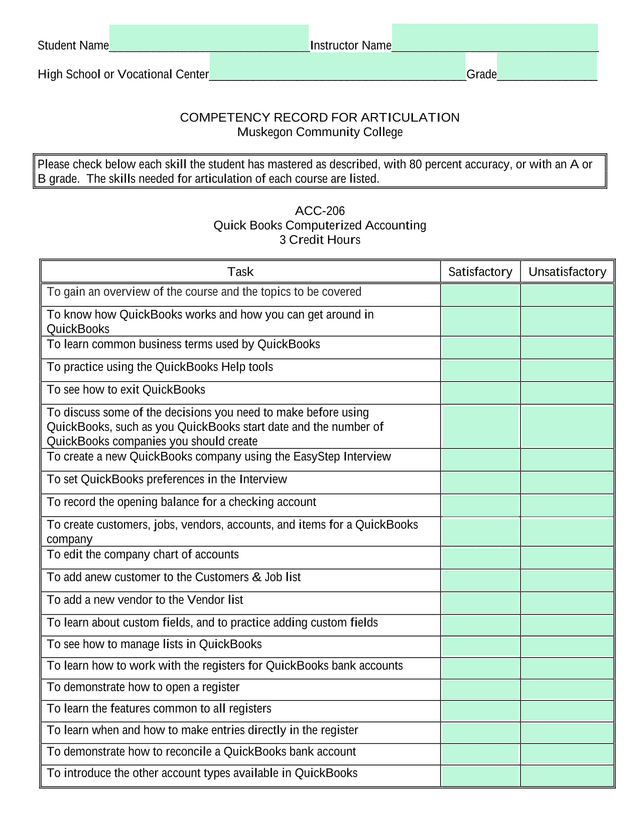 Competency Record For Articulation screenshot