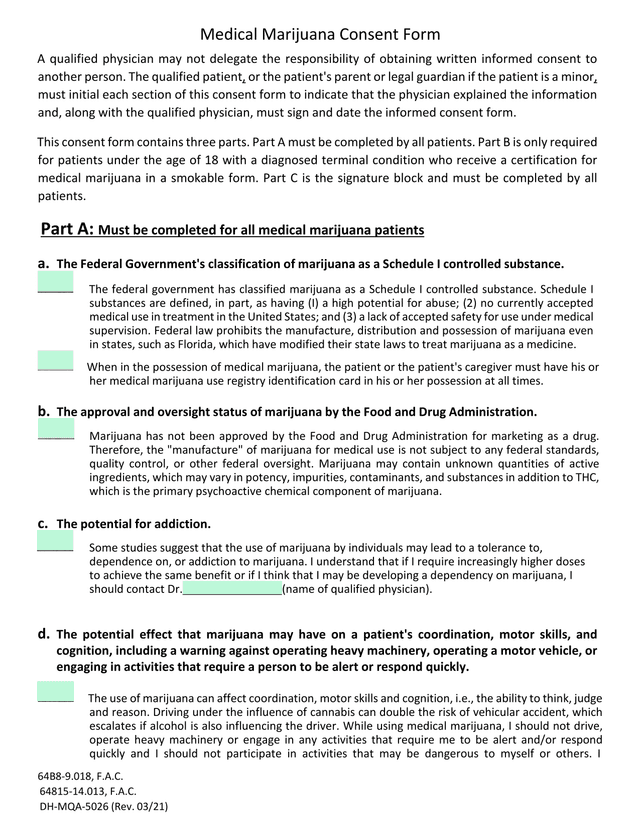 Medical Marijuana Consent Form screenshot