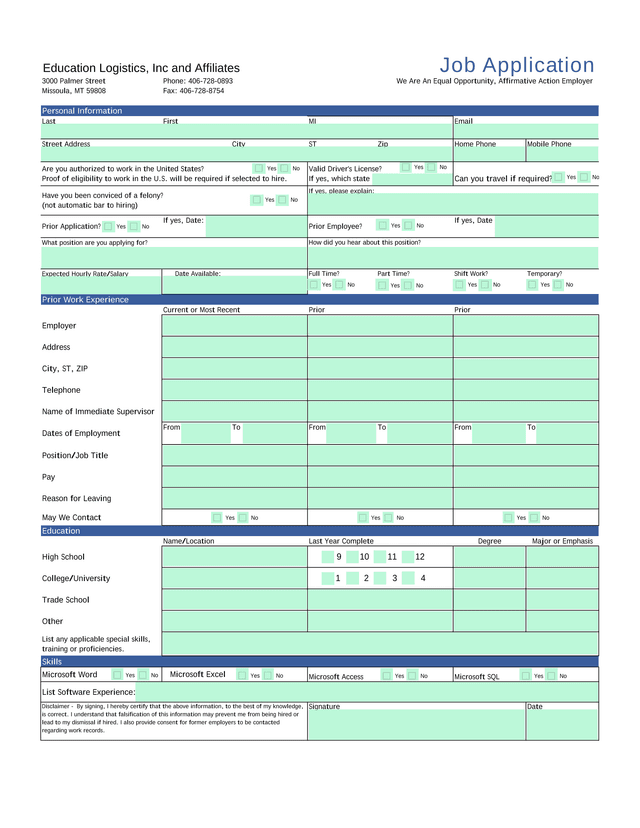 Job Application screenshot