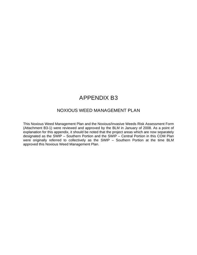 APPENDIX B3 NOXIOUS WEED MANAGEMENT PLAN screenshot