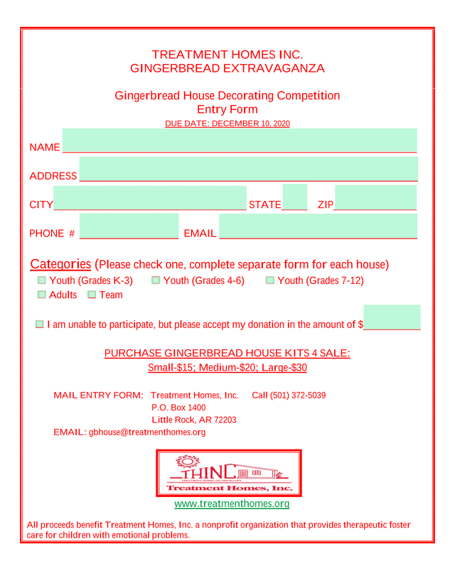 Gingerbread House Decorating Competition Entry Form screenshot