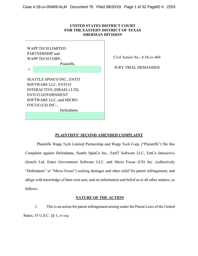 Plaintiffs Second Amended Complaint screenshot