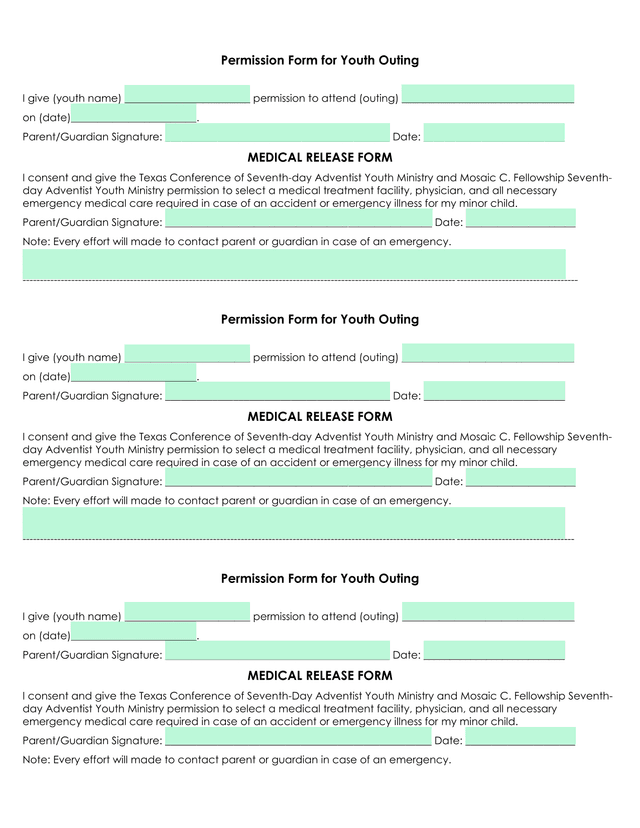 Permission Form For Youth Outing screenshot