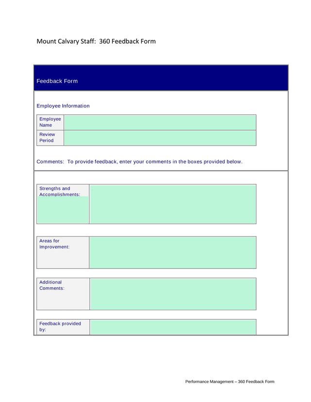 Performance Management  360 Feedback Form screenshot