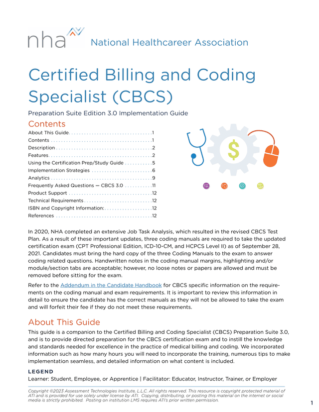 National Healthcareer Association Certified Billing And Coding Specialist (CBCS) Preparation Suite E screenshot