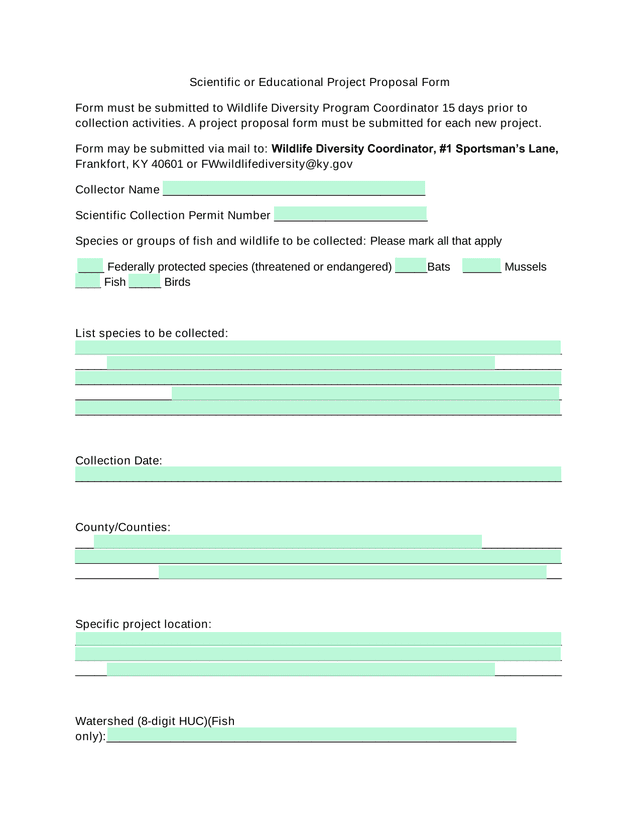 Scientific Or Educational Project Proposal Form screenshot