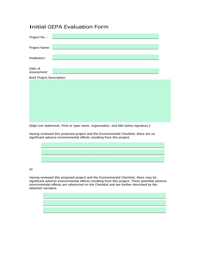 Initial GEPA Evaluation Form screenshot