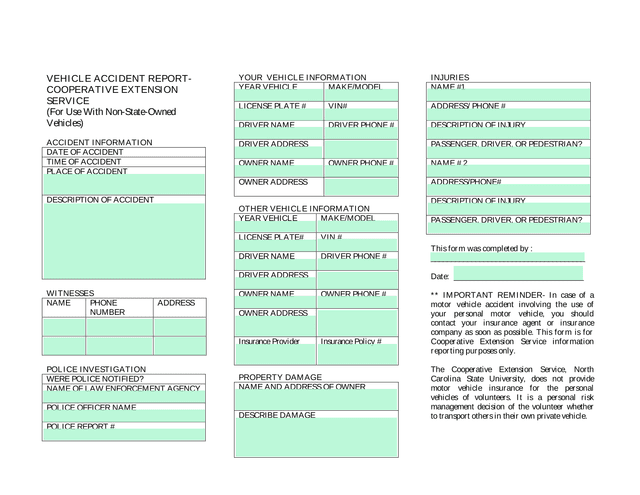 Vehicle Accident Report screenshot