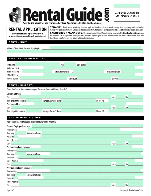 Rental Application screenshot