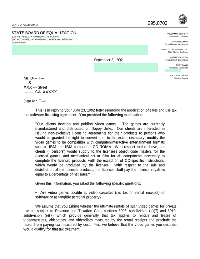 State Board Of Equalization Letter screenshot