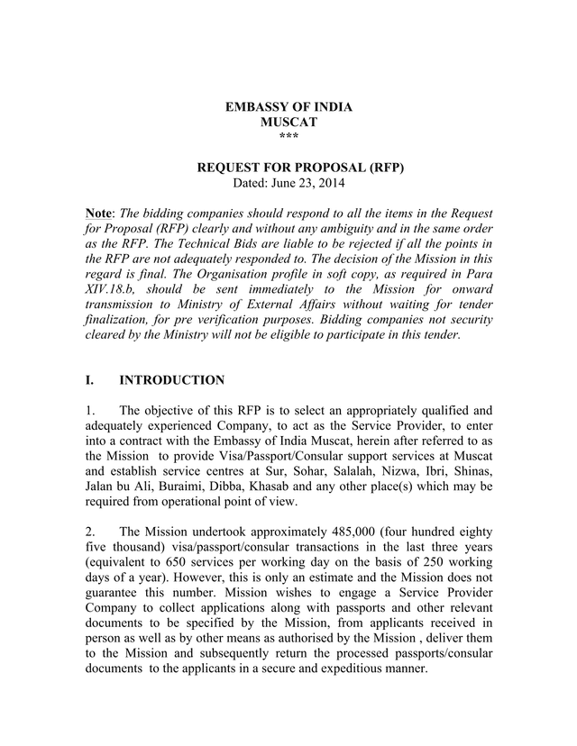 Request For Proposal (RFP)   VisaPassportConsular Support Services screenshot