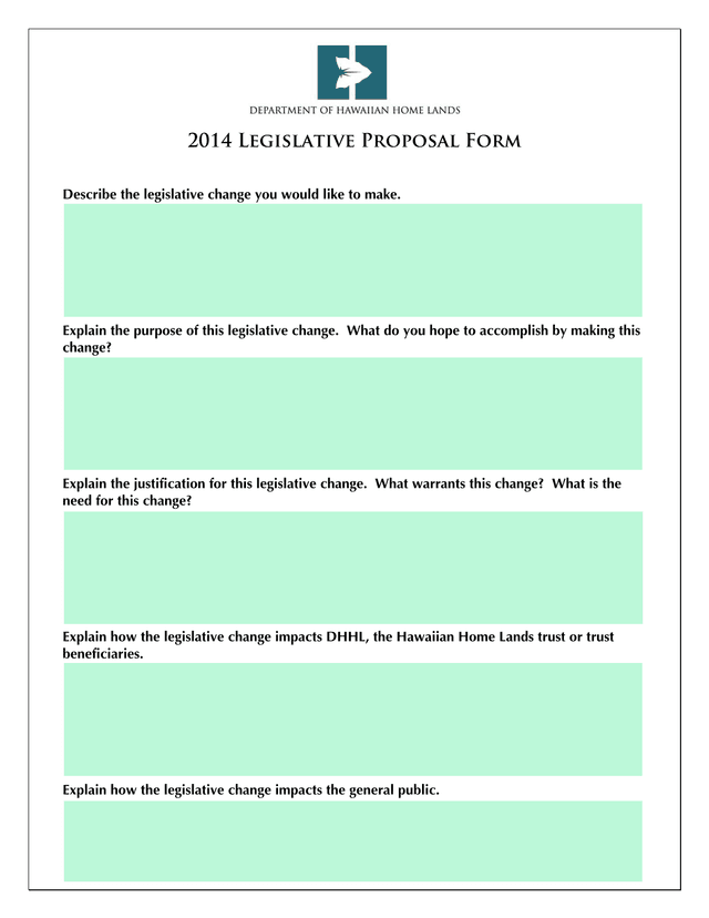 2014 Legislative Proposal Form screenshot