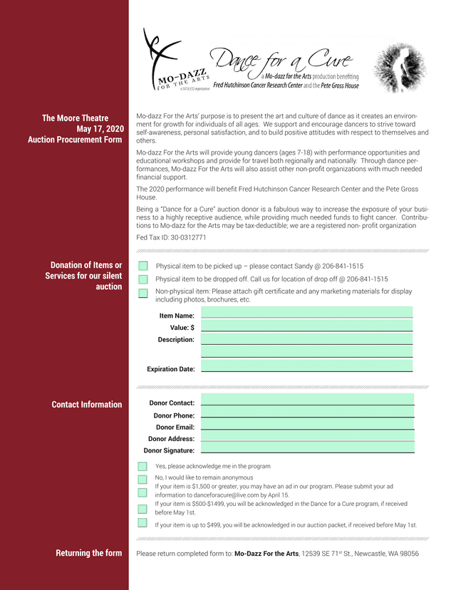 Auction Procurement Form screenshot