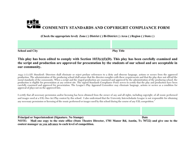 Community Standards And Copyright Compliance Form screenshot