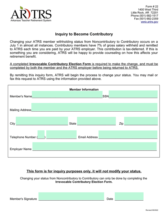Inquiry To Become Contributory screenshot
