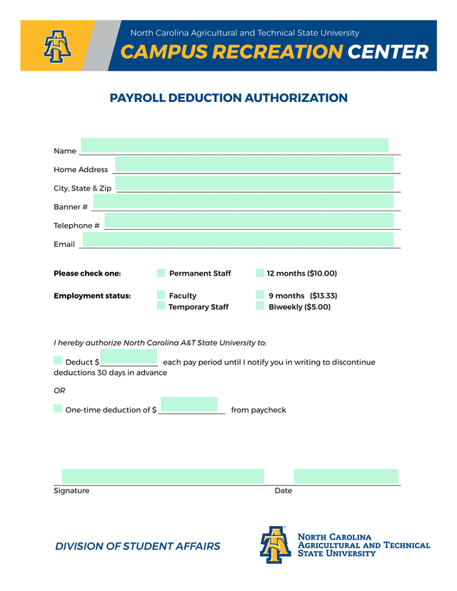 Payroll Deduction Authorization screenshot