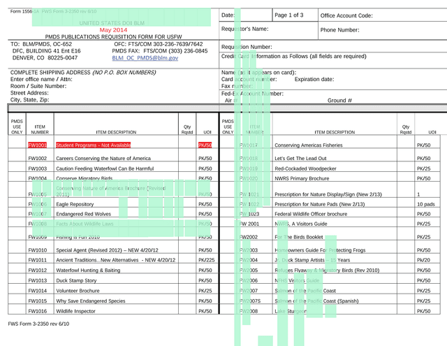 Form 1556 1A FWS Form 3 2350 screenshot