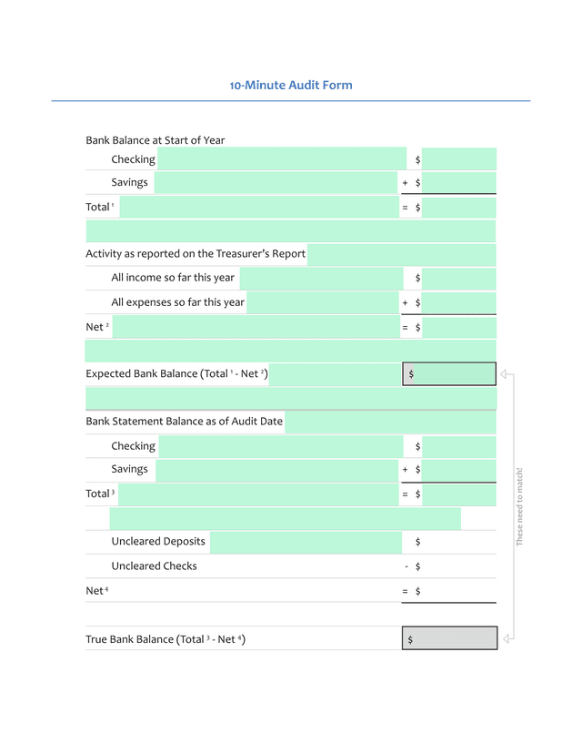 10 Minute Audit Form screenshot