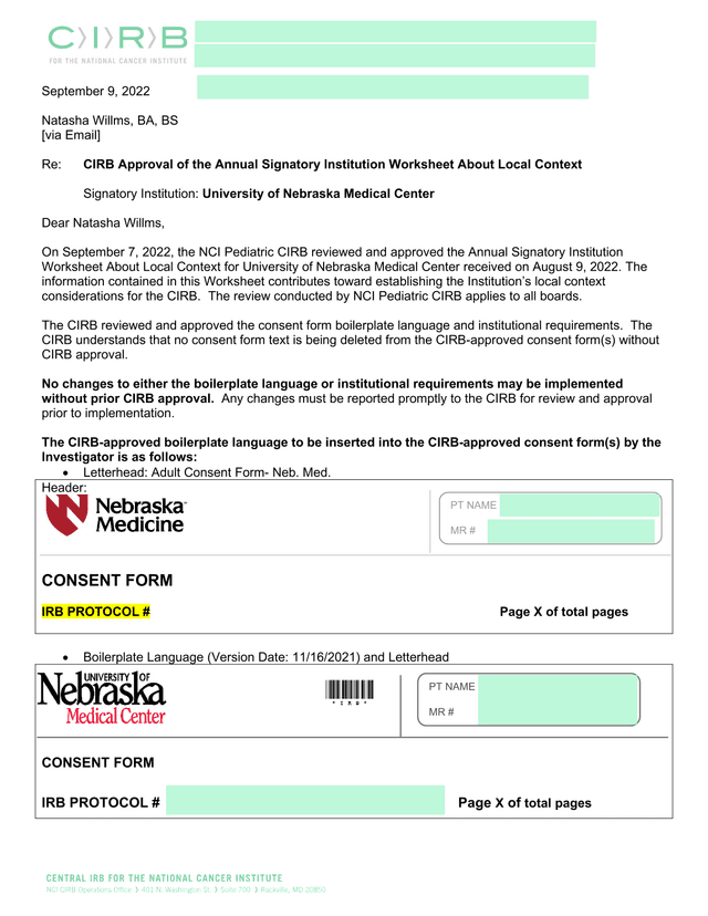 CIRB Approval Of The Annual Signatory Institution Worksheet About Local Context screenshot