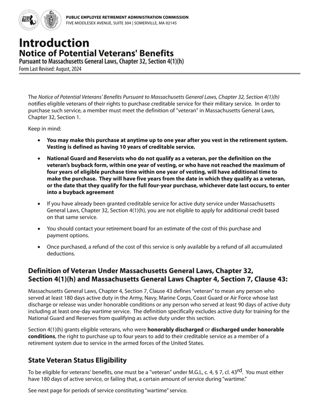 Notice Of Potential Veterans Benefits screenshot