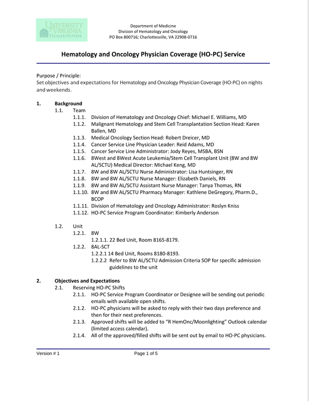 Hematology And Oncology Physician Coverage (HO PC) Service screenshot