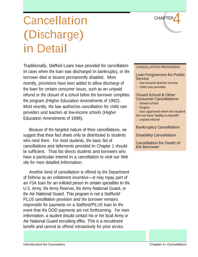 Cancellation Fact Sheet 4 Low Income School Teacher Cancellation screenshot