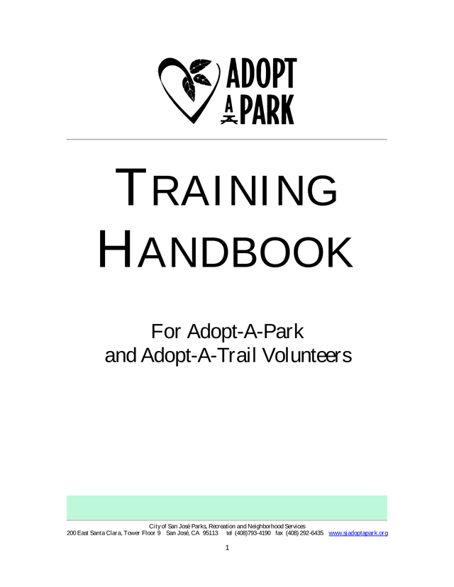 Training Handbook For Adopt A Park And Adopt A Trail Volunteers screenshot