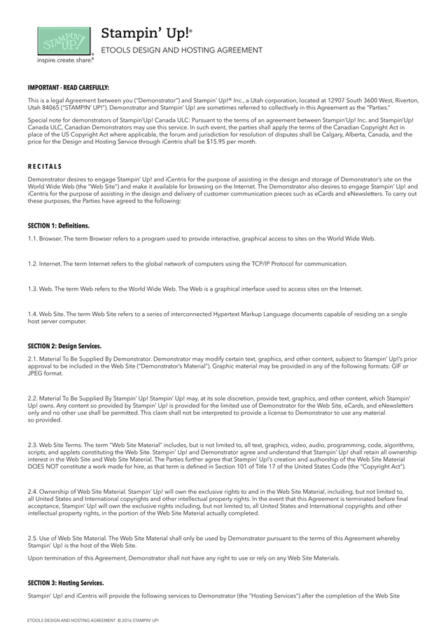 ETools Design And Hosting Agreement screenshot