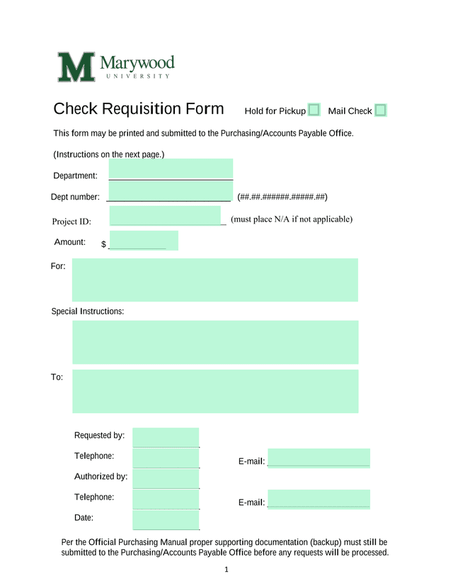 Check Requisition Form screenshot