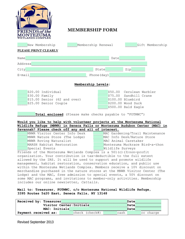 Membership Form screenshot