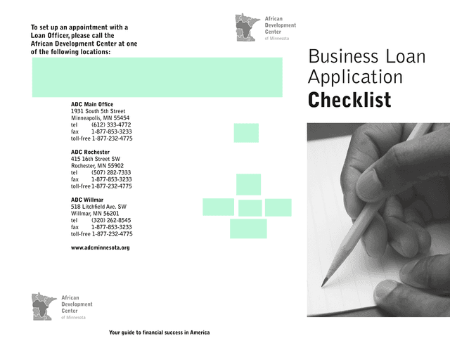 Business Loan Application Checklist screenshot
