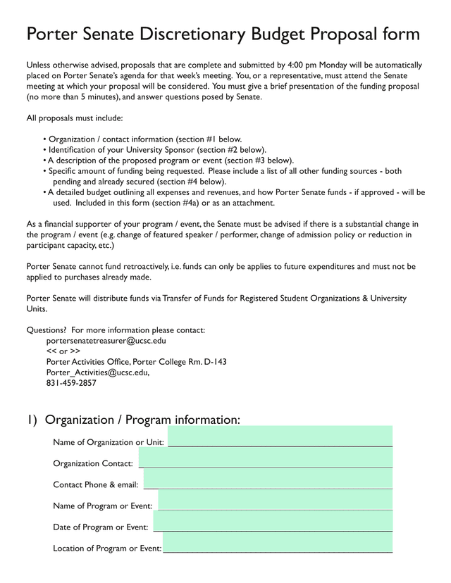 Porter Senate Discretionary Budget Proposal screenshot