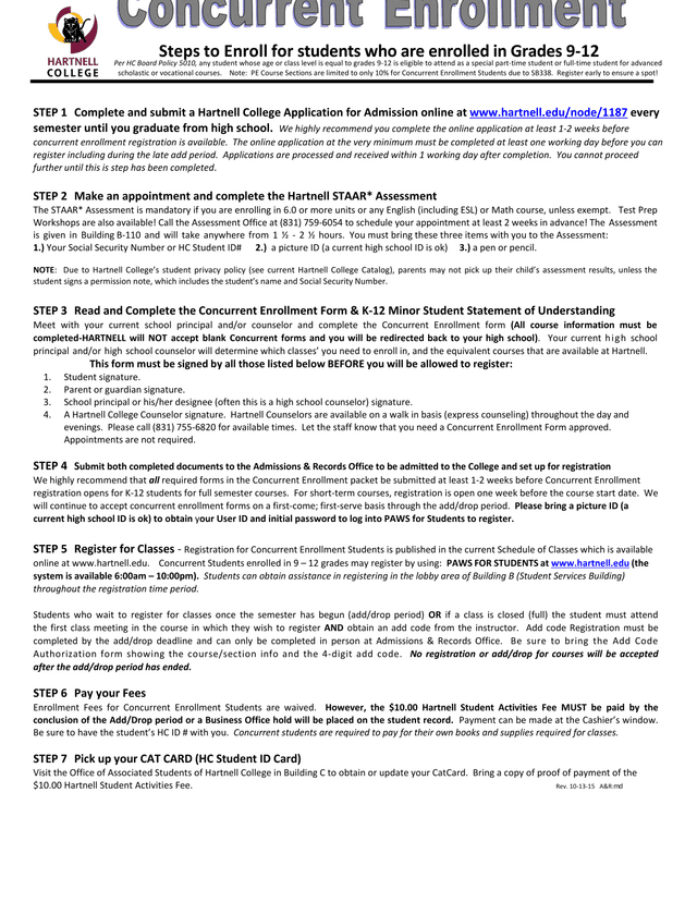 Hartnell College Concurrent Enrollment Steps For High School Students screenshot