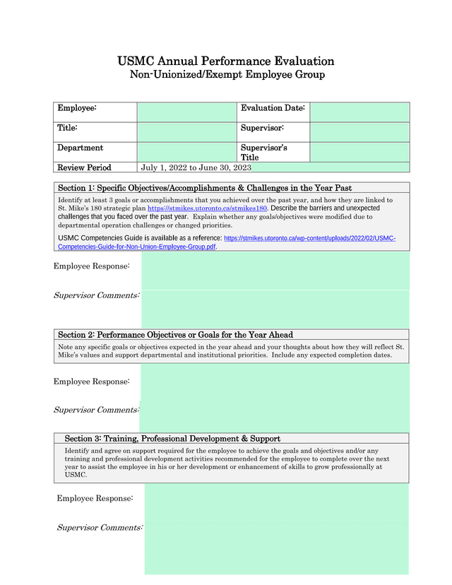USMC Annual Performance Evaluation screenshot