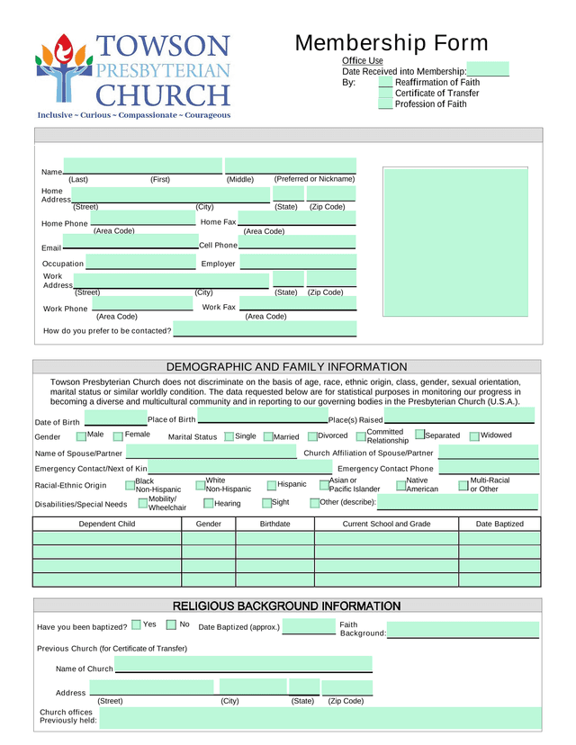 Membership Form screenshot