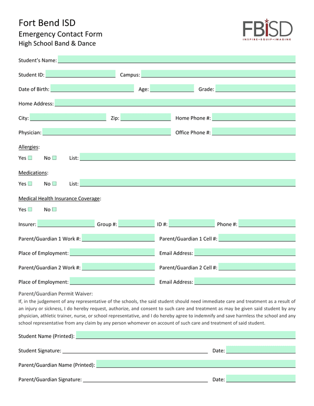 Emergency Contact Form screenshot