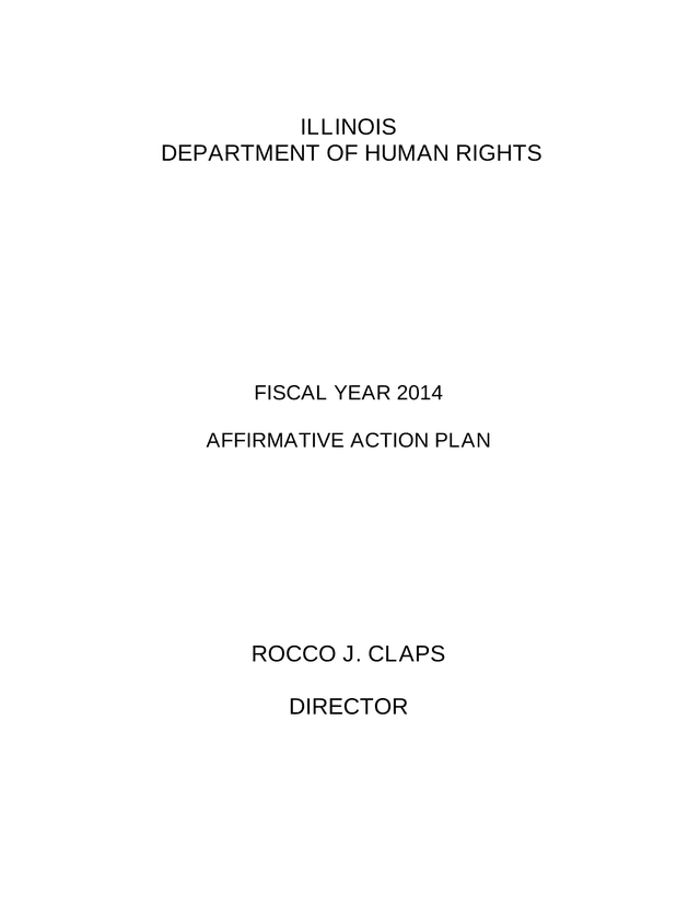 Illinois Department Of Human Rights Fiscal Year 2014 Affirmative Action Plan screenshot