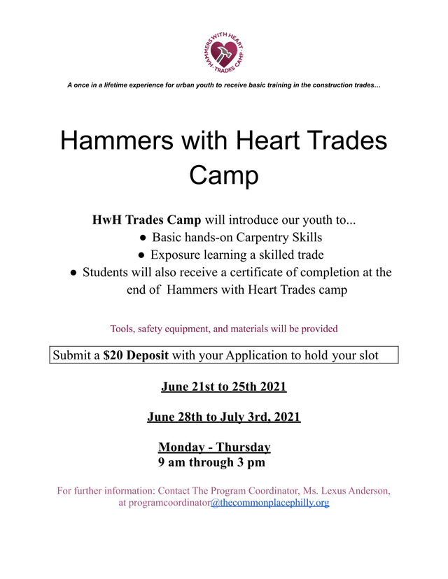 Hammers With Heart Trades Camp Application screenshot
